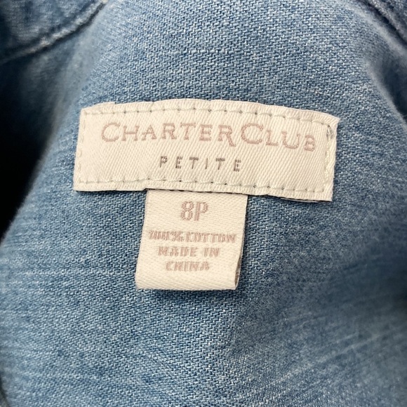 Charter Clup petite fitted light denim blouse - Picture 5 of 5